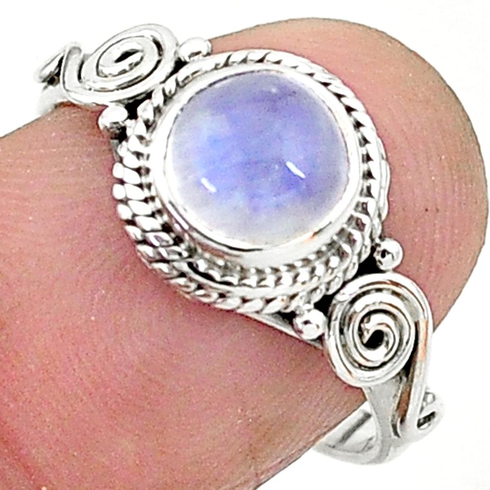 2.42cts solitaire natural rainbow moonstone 925 silver ring size 7 t6621