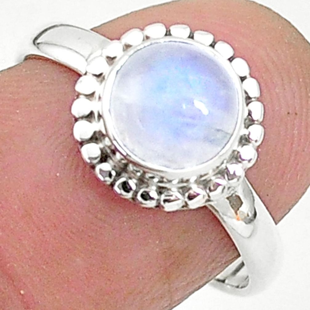 2.50cts solitaire natural rainbow moonstone 925 silver ring size 7 t6626