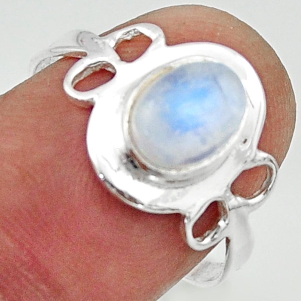2.42cts solitaire natural rainbow moonstone 925 silver ring size 8 r40517