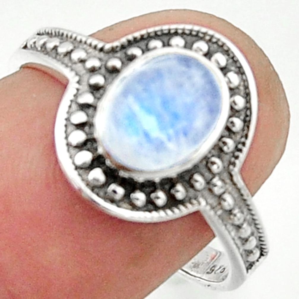 1.94cts solitaire natural rainbow moonstone 925 silver ring size 8 r40598