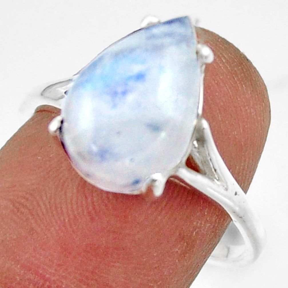 5.22cts solitaire natural rainbow moonstone 925 silver ring size 8 r41918