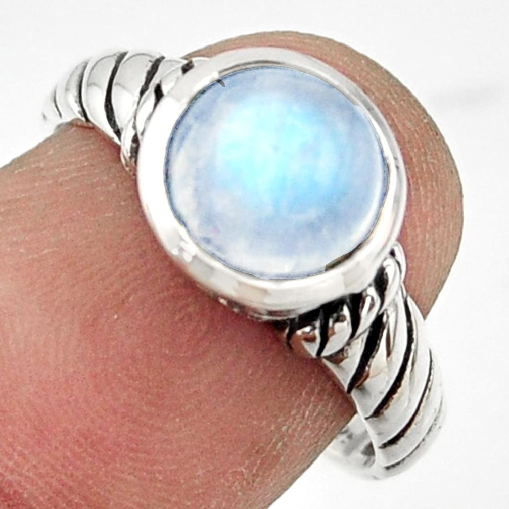 3.03cts solitaire natural rainbow moonstone 925 silver ring size 8 r41980