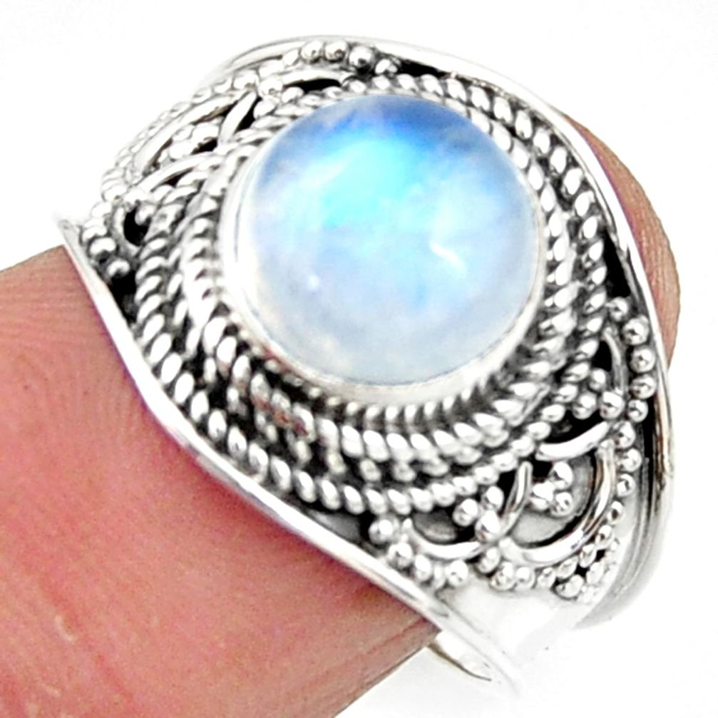 4.93cts solitaire natural rainbow moonstone 925 silver ring size 8 r51941