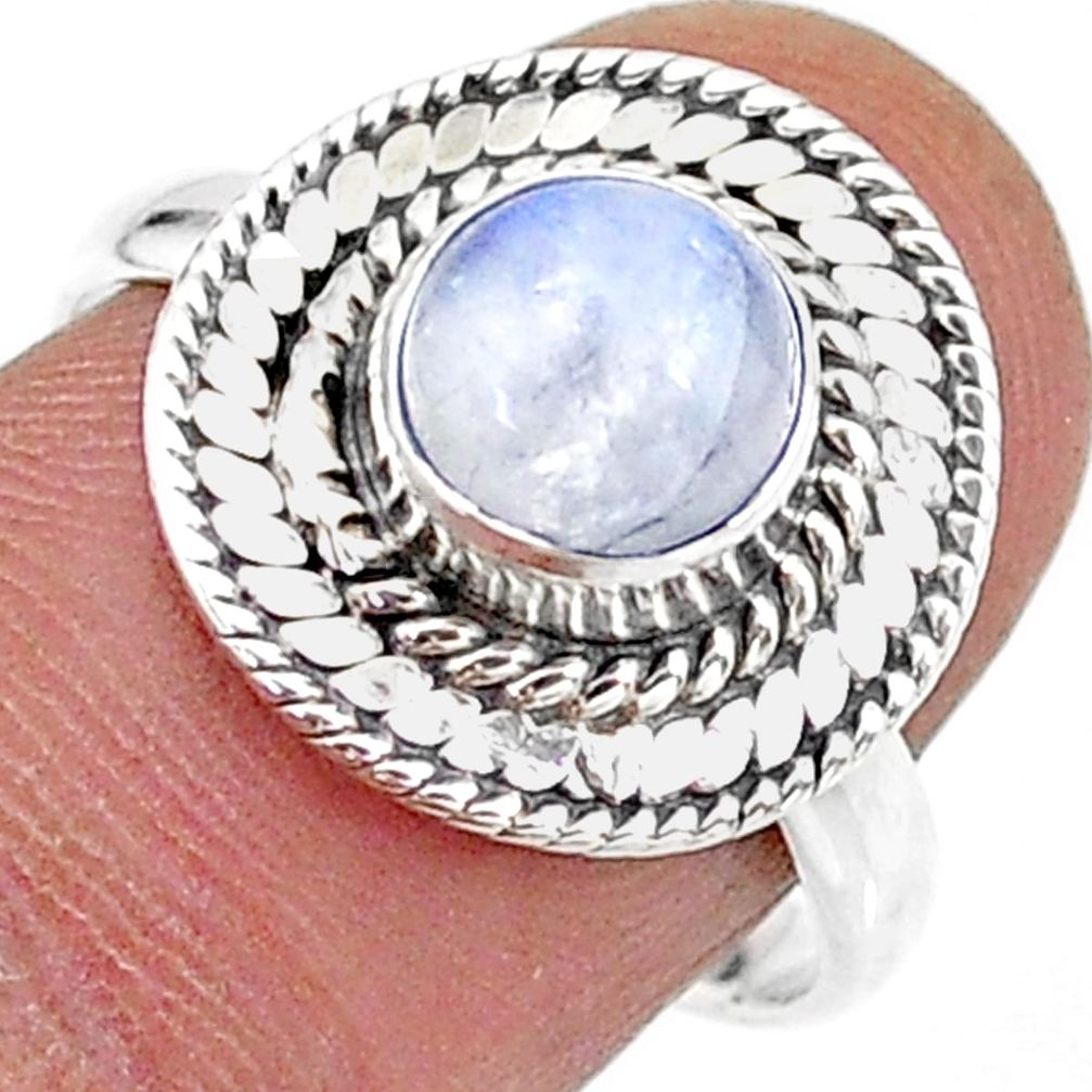 2.55cts solitaire natural rainbow moonstone 925 silver ring size 8 t15739