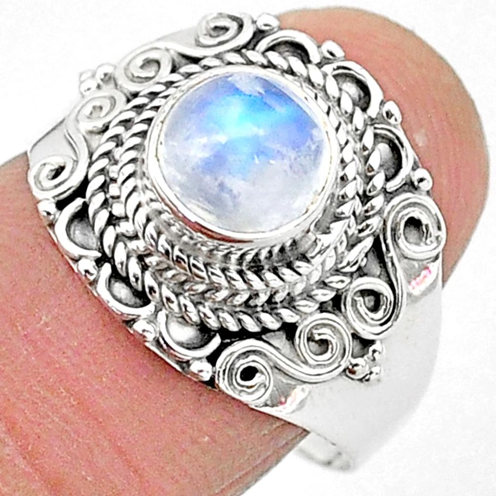 2.72cts solitaire natural rainbow moonstone 925 silver ring size 8 t3550