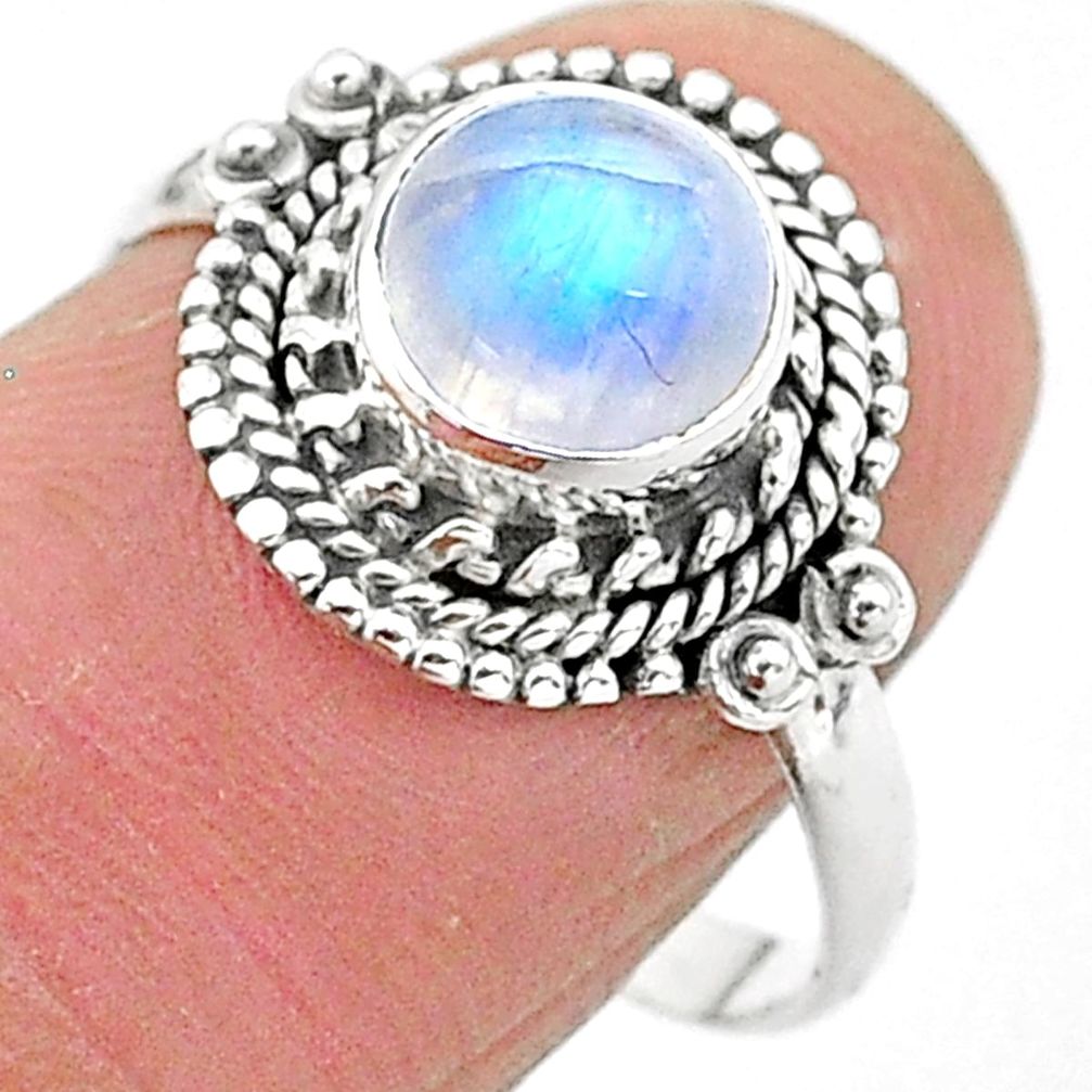 2.44cts solitaire natural rainbow moonstone 925 silver ring size 8 t3552