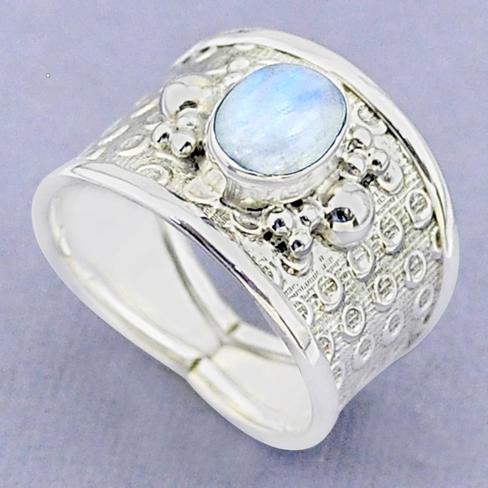 2.04cts solitaire natural rainbow moonstone 925 silver ring size 8 t37180