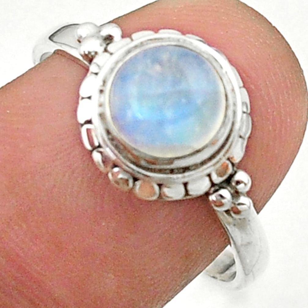 2.42cts solitaire natural rainbow moonstone 925 silver ring size 8 t41278