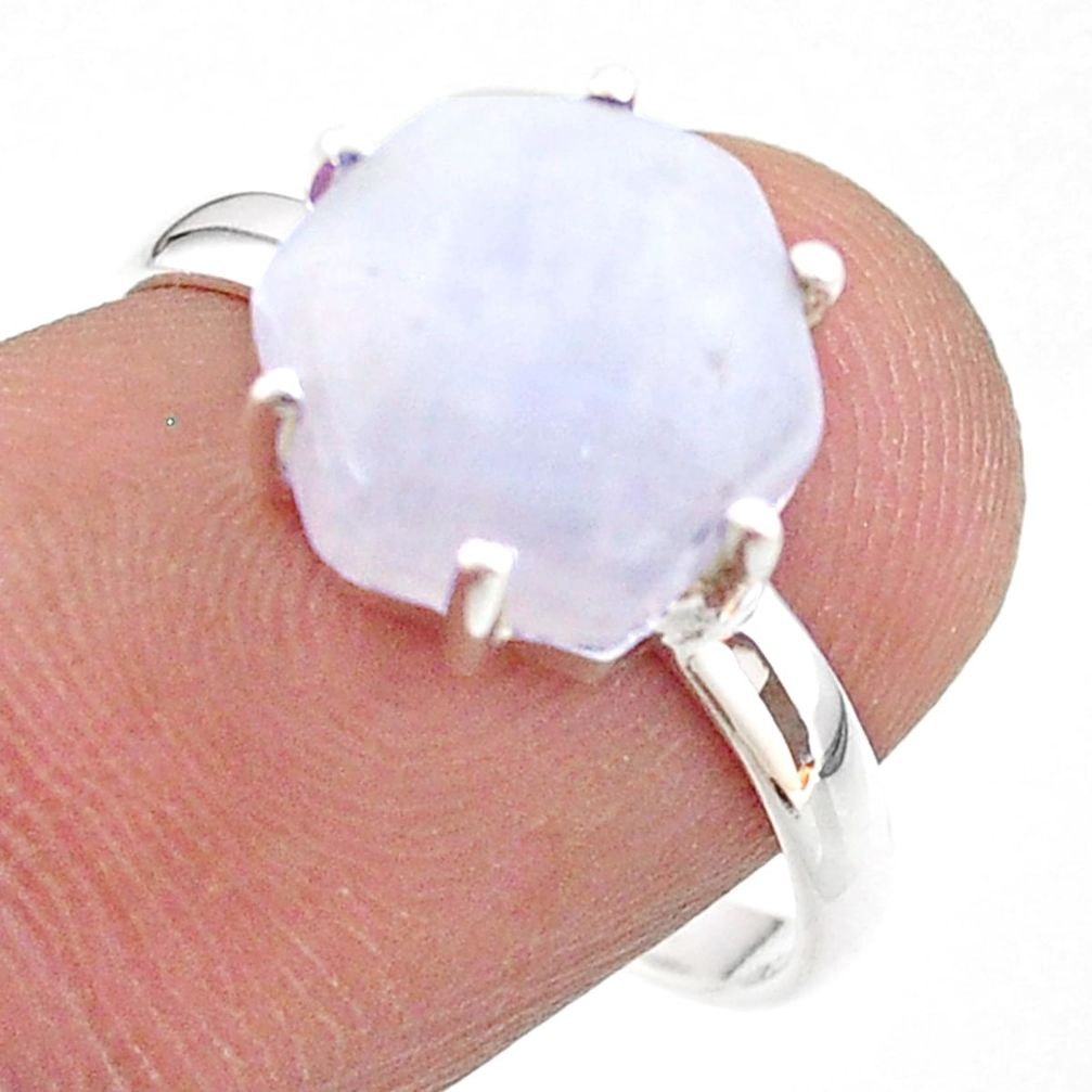 5.45cts solitaire natural rainbow moonstone 925 silver ring size 8 t43027