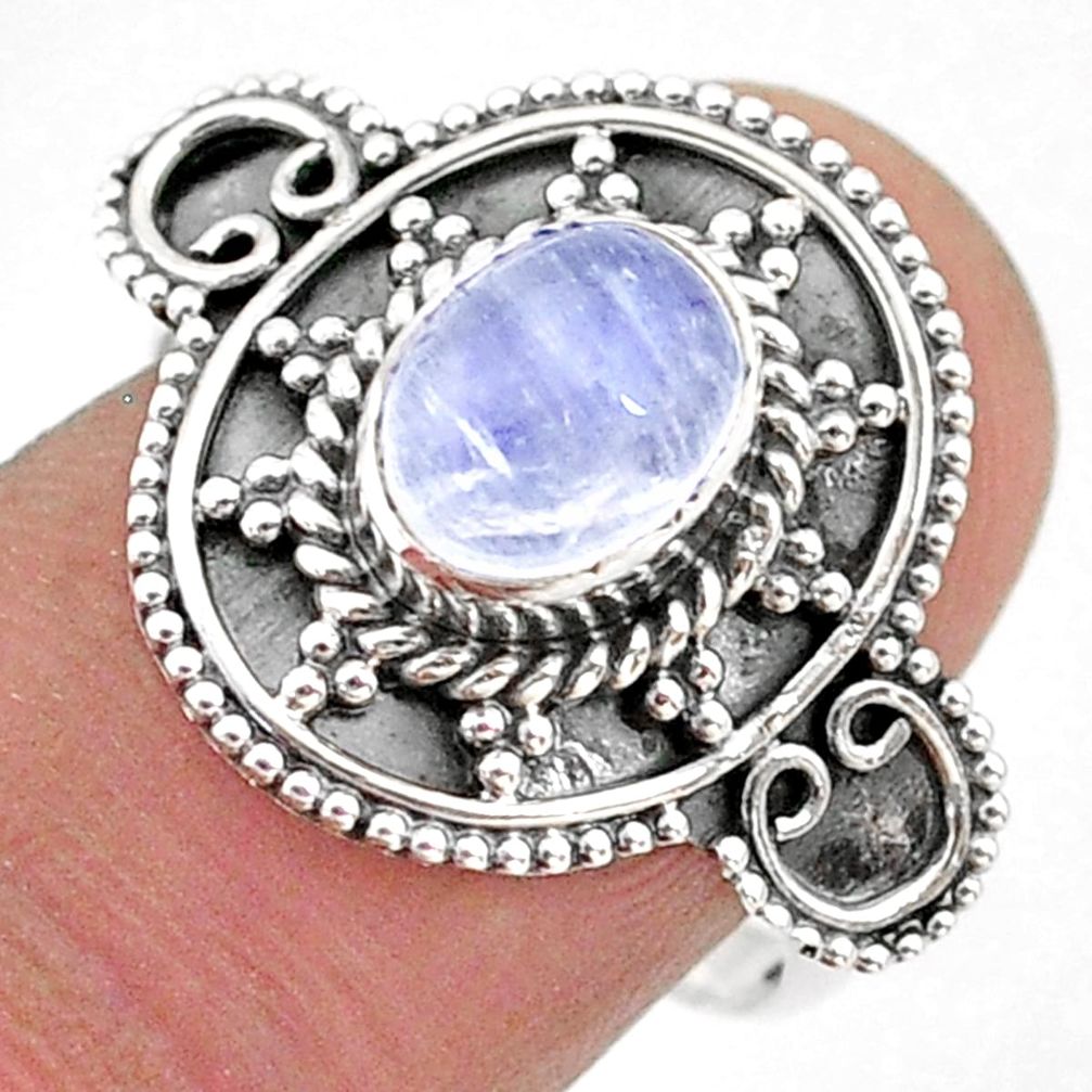 2.17cts solitaire natural rainbow moonstone 925 silver ring size 8 t43814