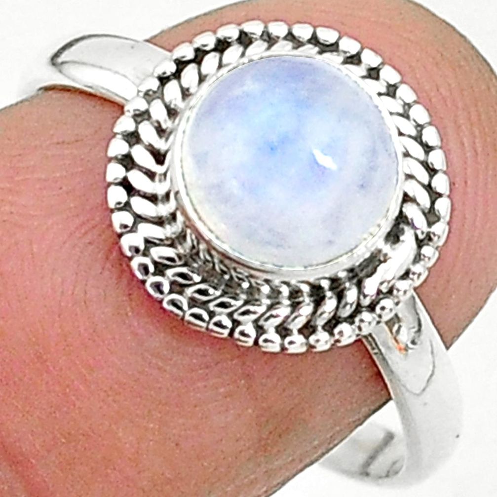 2.42cts solitaire natural rainbow moonstone 925 silver ring size 8 t6562