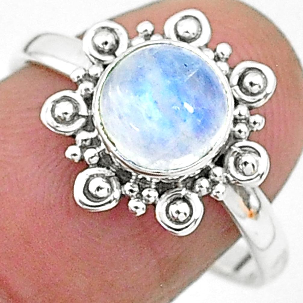 2.29cts solitaire natural rainbow moonstone 925 silver ring size 8 t6564