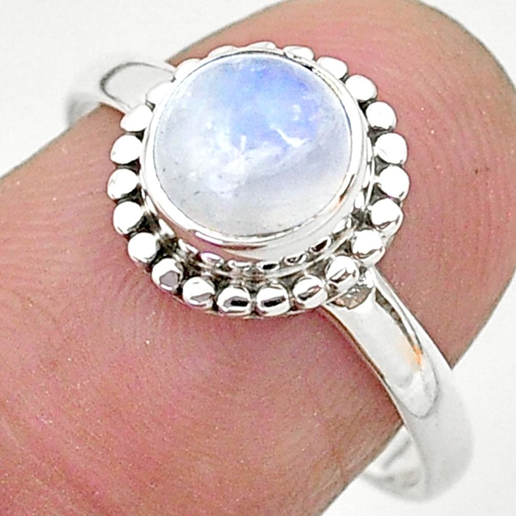 2.40cts solitaire natural rainbow moonstone 925 silver ring size 8 t6604