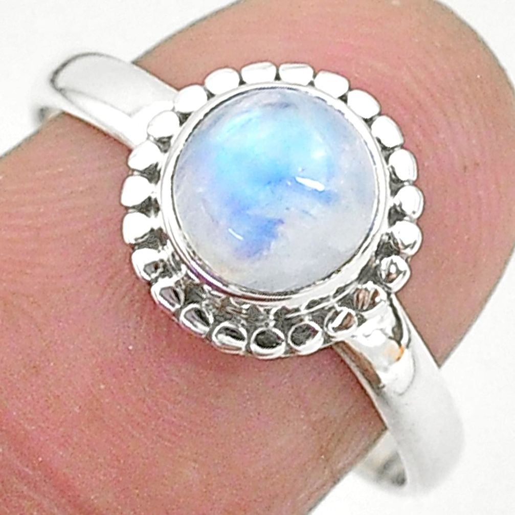 2.71cts solitaire natural rainbow moonstone 925 silver ring size 8 t6636