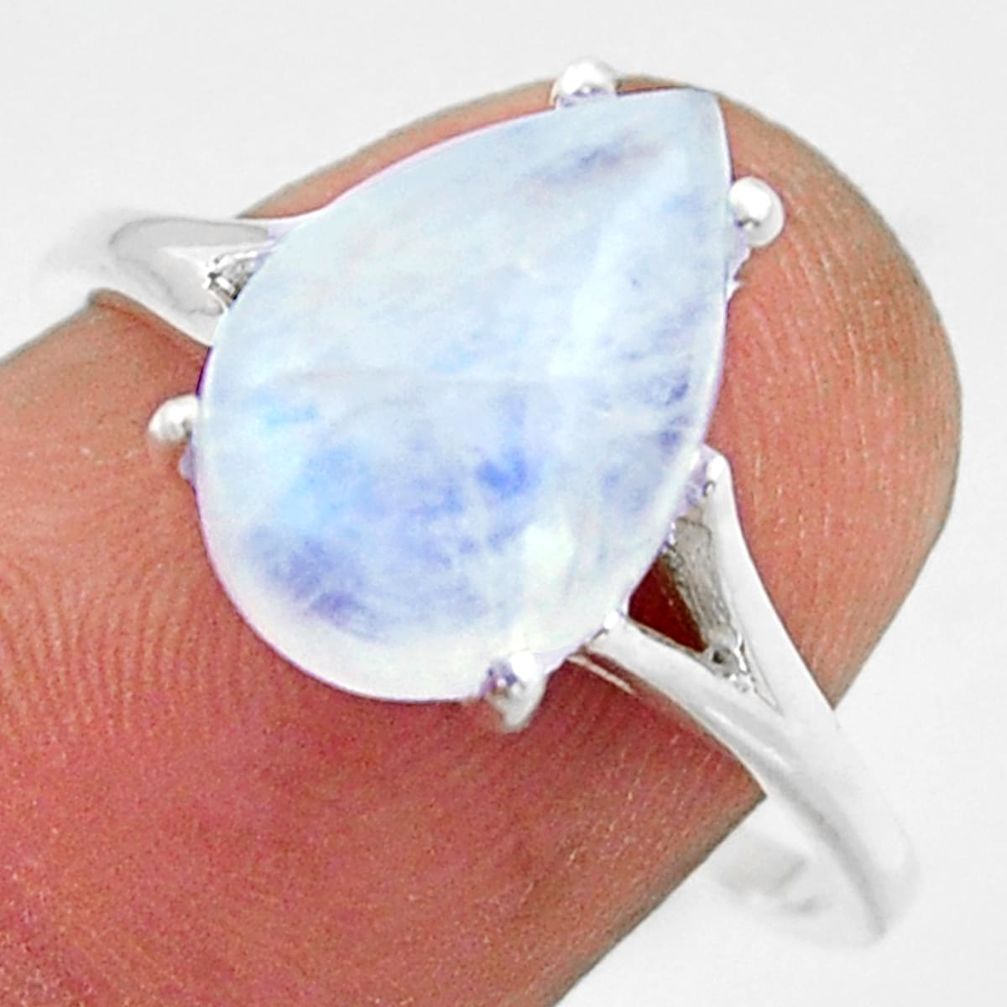 5.22cts solitaire natural rainbow moonstone 925 silver ring size 9 r41917