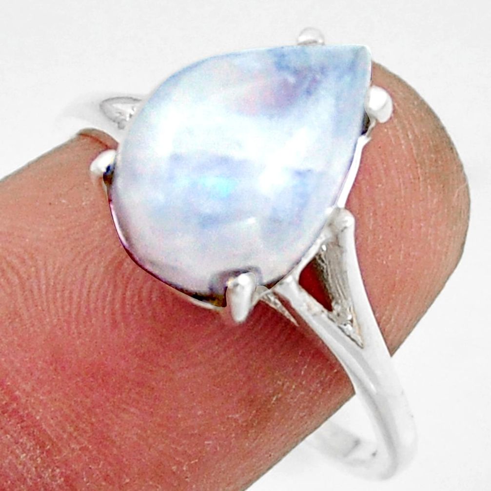 5.47cts solitaire natural rainbow moonstone 925 silver ring size 9 r41919