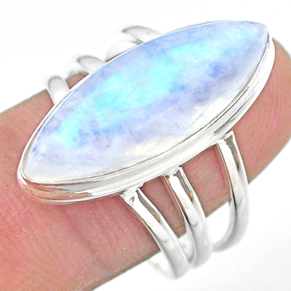 15.33cts solitaire natural rainbow moonstone 925 silver ring size 9 t29232