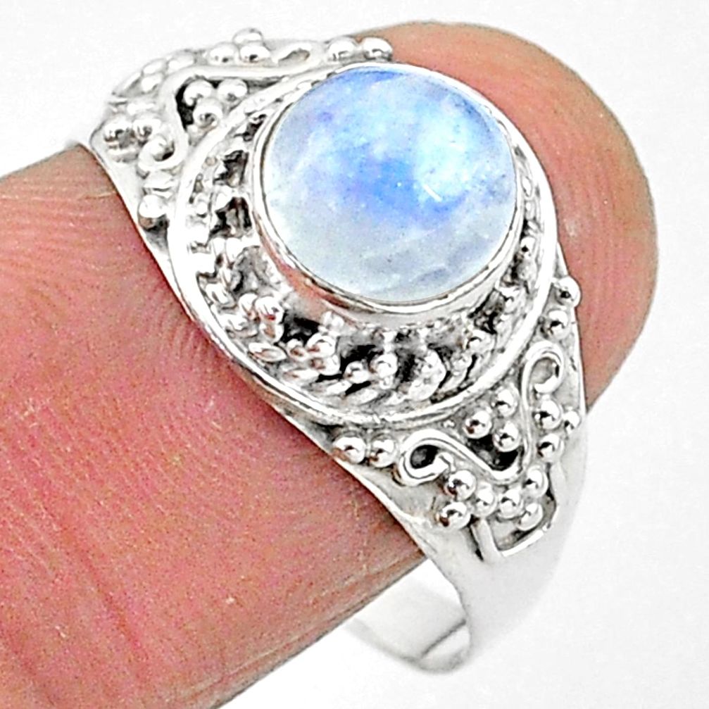 2.53cts solitaire natural rainbow moonstone 925 silver ring size 9 t3546