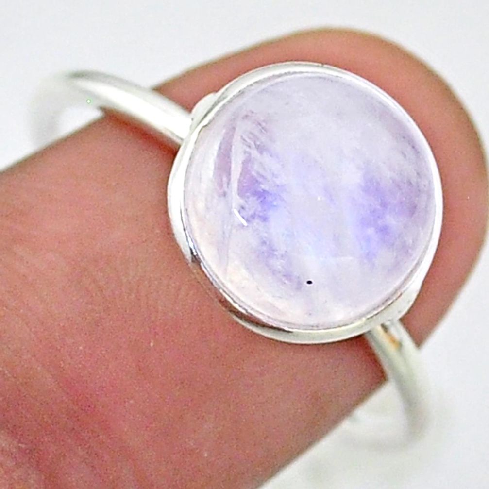 5.45cts solitaire natural rainbow moonstone 925 silver ring size 9 t39560