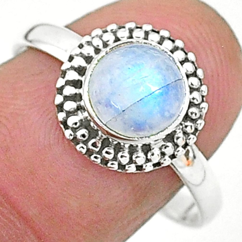 2.42cts solitaire natural rainbow moonstone 925 silver ring size 9 t6565