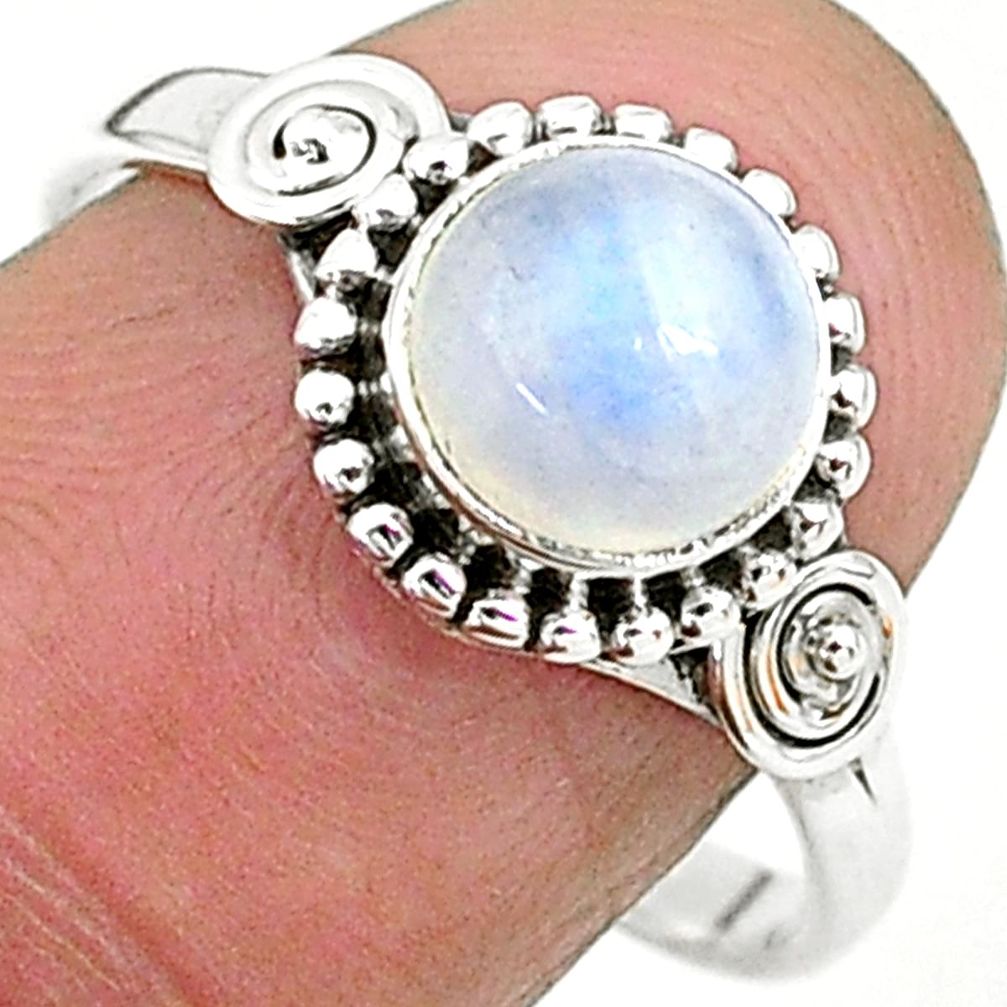 2.42cts solitaire natural rainbow moonstone 925 silver ring size 9 t6575