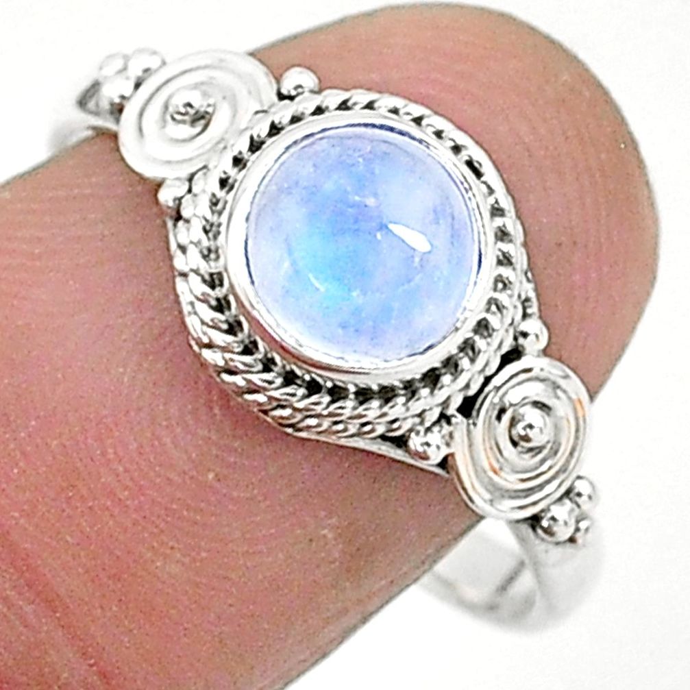 2.42cts solitaire natural rainbow moonstone 925 silver ring size 9 t6586