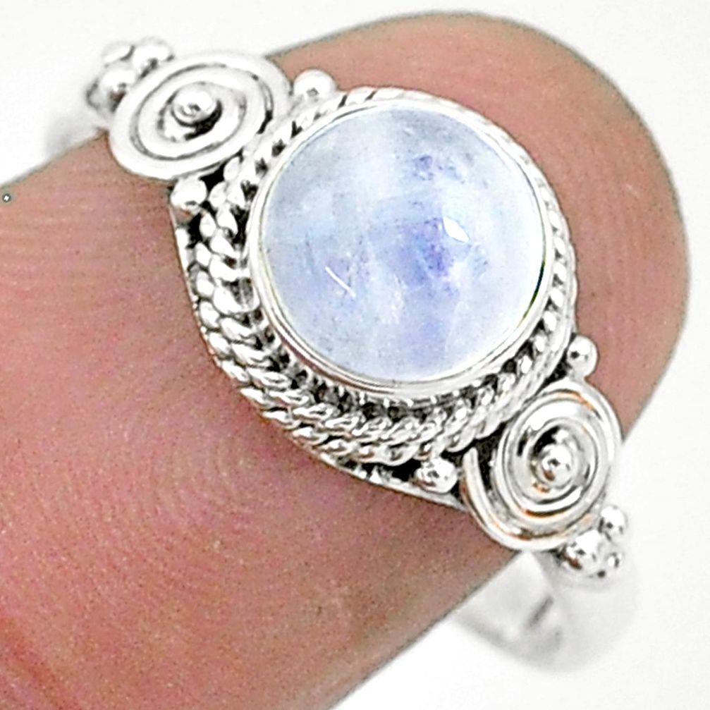 2.44cts solitaire natural rainbow moonstone 925 silver ring size 9 t6589