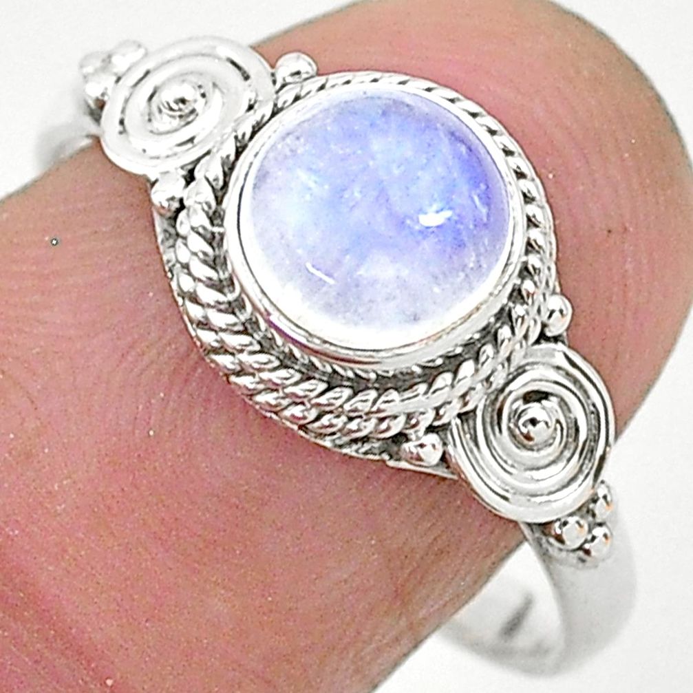 2.55cts solitaire natural rainbow moonstone 925 silver ring size 9 t6610