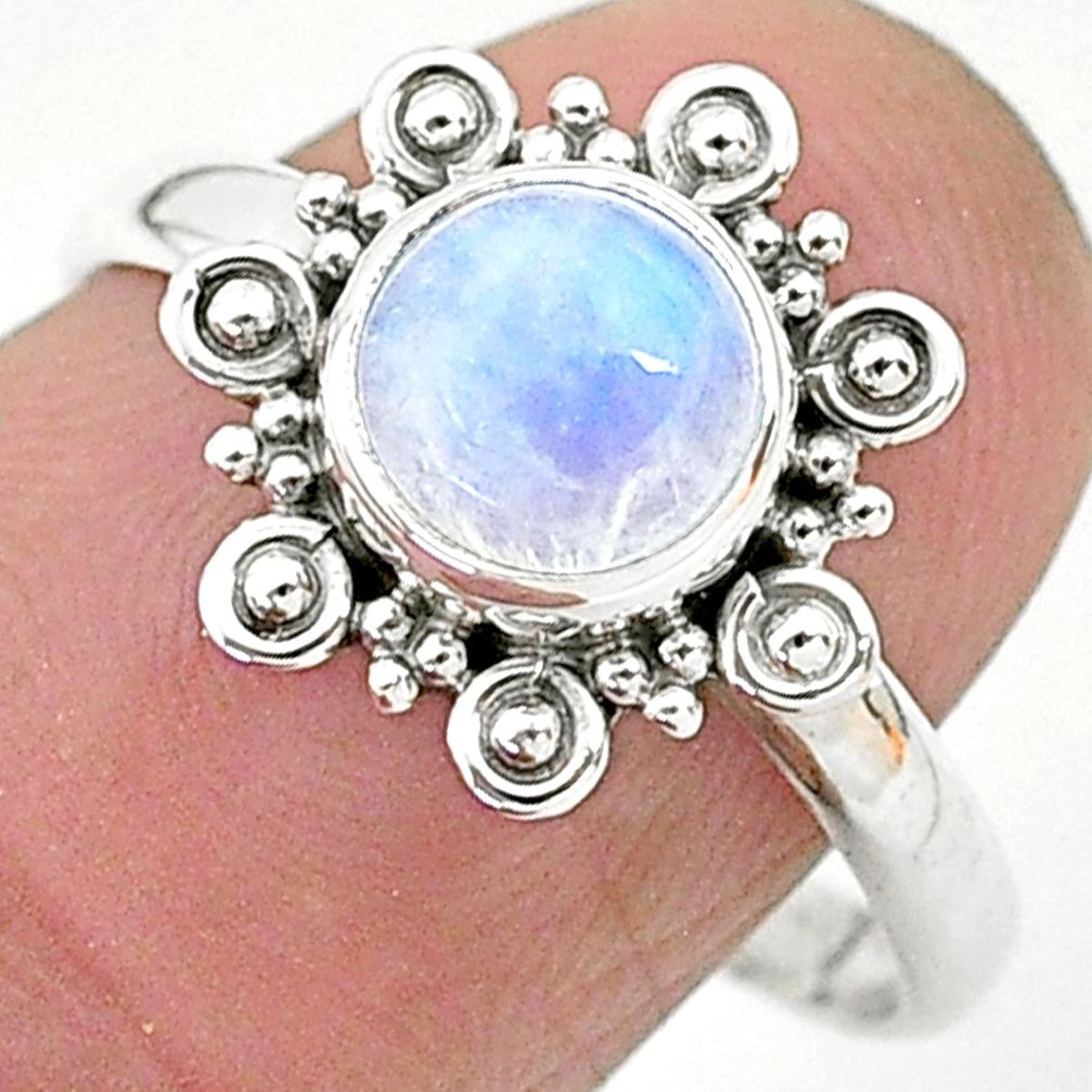 2.57cts solitaire natural rainbow moonstone 925 silver ring size 9 t6617