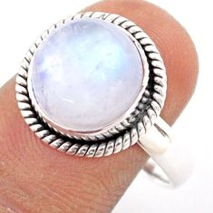 5.81cts solitaire natural rainbow moonstone 925 silver ring size 9 t80293