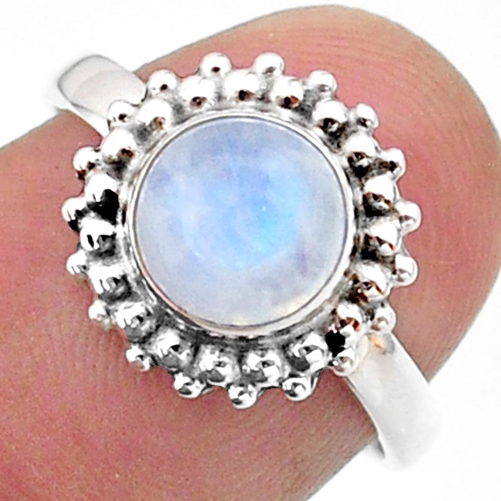 2.42cts solitaire natural rainbow moonstone 925 silver ring size 6.5 t41295