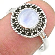2.42cts solitaire natural rainbow moonstone 925 silver ring size 7.5 t41378
