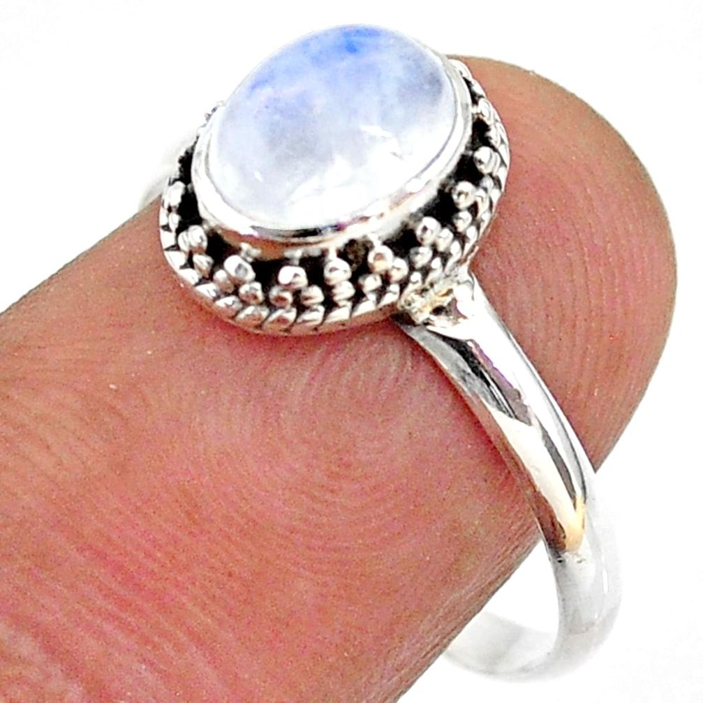 2.12cts solitaire natural rainbow moonstone 925 silver ring size 8.5 t43858