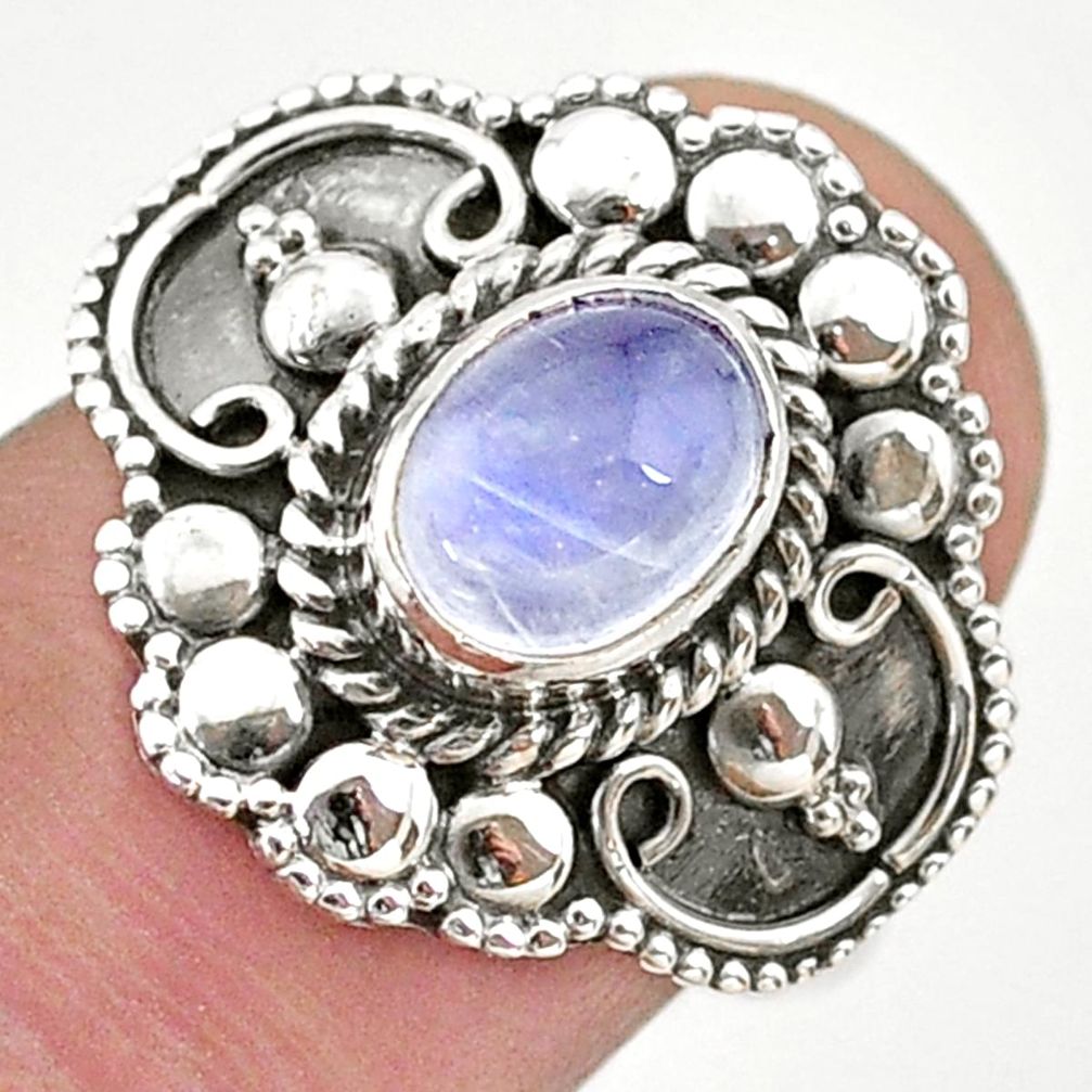 2.02cts solitaire natural rainbow moonstone 925 silver ring size 7.5 t43911