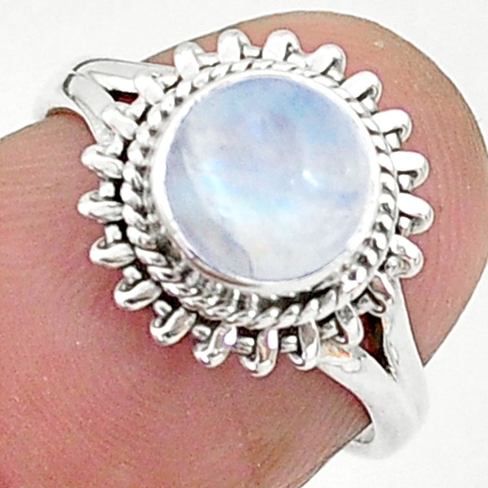 2.58cts solitaire natural rainbow moonstone 925 silver ring size 5.5 t6639