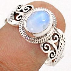 2.02cts solitaire natural rainbow moonstone 925 silver ring size 8.5 t77879