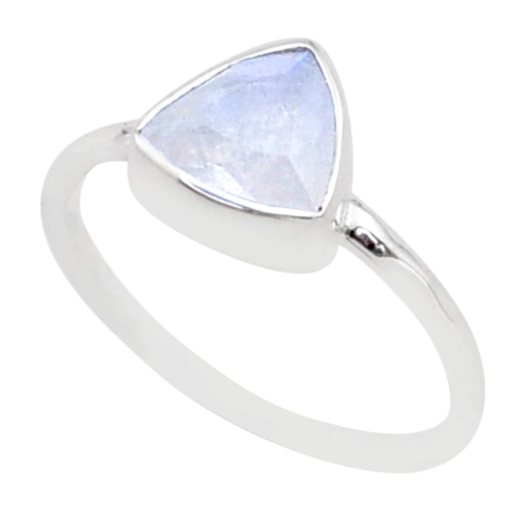 2.74cts solitaire natural rainbow moonstone 925 silver ring size 8.5 t78580