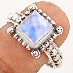 2.56cts solitaire natural rainbow moonstone 925 silver ring size 8.5 t79859