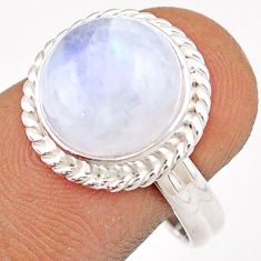 5.60cts solitaire natural rainbow moonstone 925 silver ring size 7.5 t85607