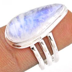 8.71cts solitaire natural rainbow moonstone 925 silver ring size 7.5 t85610