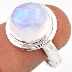 5.84cts solitaire natural rainbow moonstone 925 silver ring size 7.5 t85614