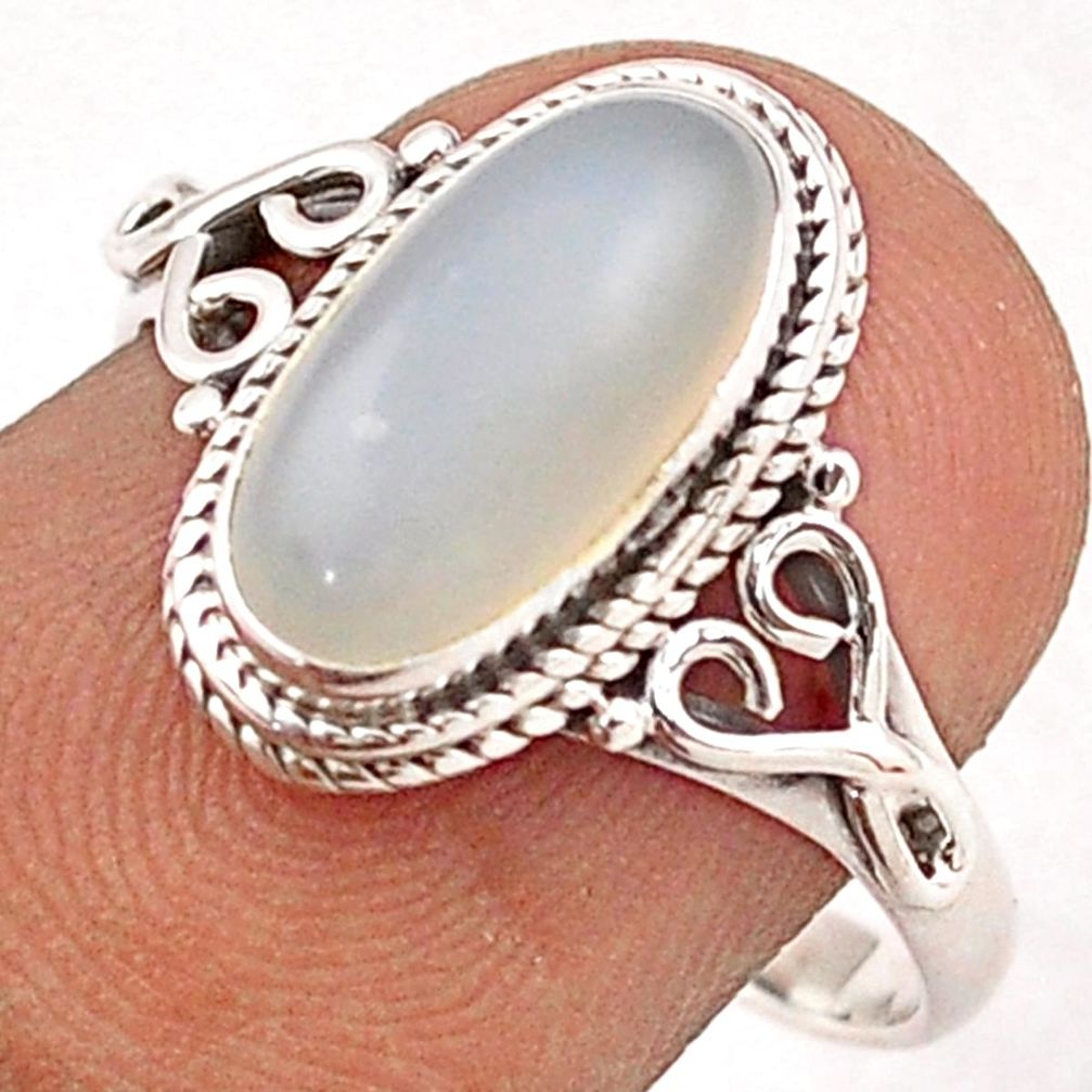 3.03cts solitaire natural rainbow moonstone 925 silver ring size 7.5 t87661