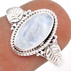 3.16cts solitaire natural rainbow moonstone 925 silver ring size 8.5 t87814