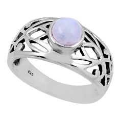 1.13cts solitaire natural rainbow moonstone 925 silver ring size 8.5 y45808