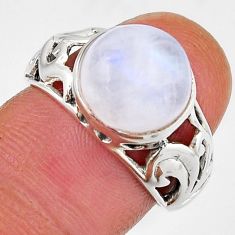 5.47cts solitaire natural rainbow moonstone 925 silver ring size 6.5 y45919