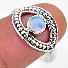 0.81cts solitaire natural rainbow moonstone 925 silver ring size 8.5 y63056