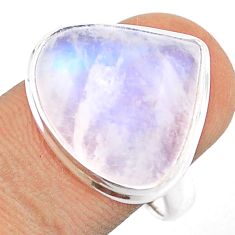 13.61cts solitaire natural rainbow moonstone heart silver ring size 8.5 u16990