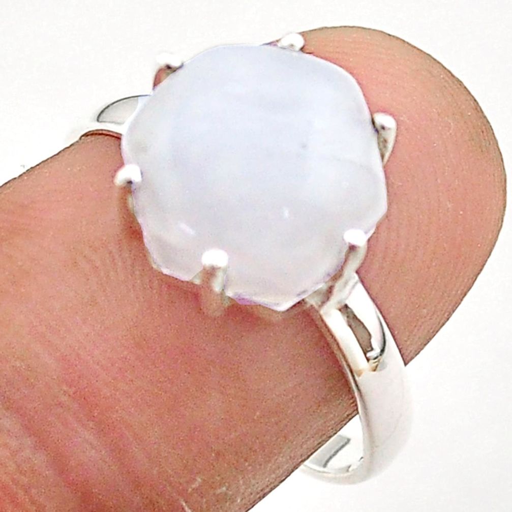5.40cts solitaire natural rainbow moonstone hexagon silver ring size 8 t67236