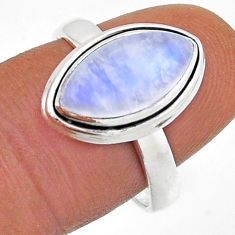 6.27cts solitaire natural rainbow moonstone marquise silver ring size 8 n42956
