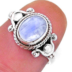 2.16cts solitaire natural rainbow moonstone oval 925 silver ring size 6.5 n52558